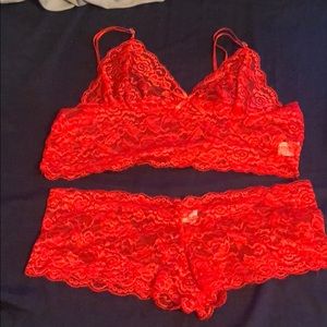 Red lace lingerie set